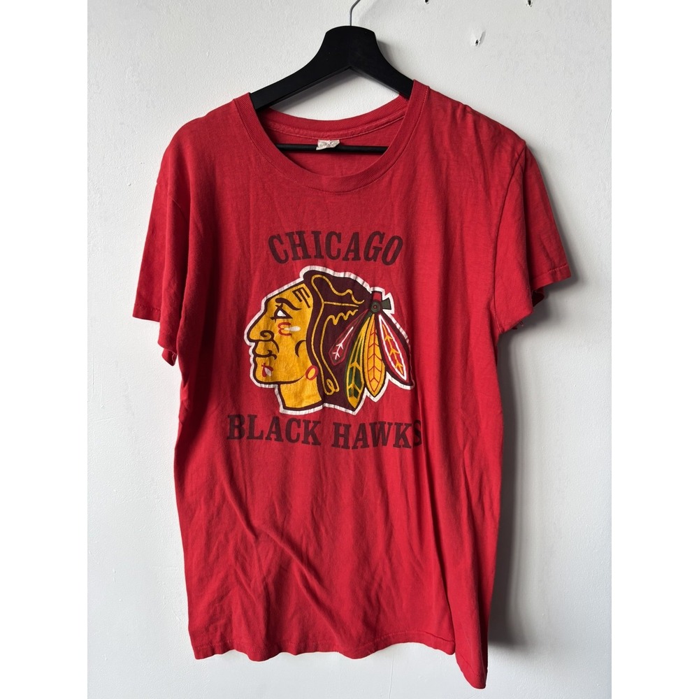 Vintage 80s Chicago Blackhawks Shirt Mens Medium Red NHL‎ Hockey Tee T-Shirt 90s